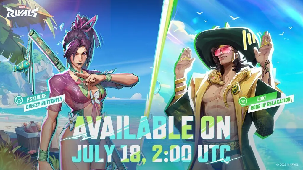 Psylocke: Breezy Butterfly and Loki: Robe of Relaxation Promotional image